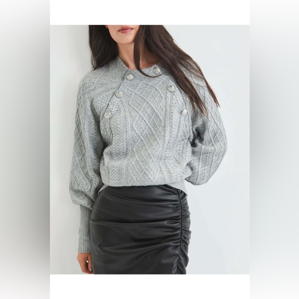 $598 Veronica Beard Wool Cashmere blend Silver Grady Metallic Sweater XS NWT